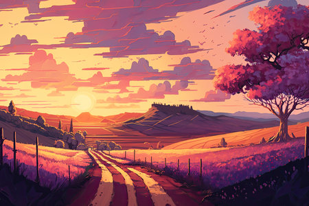 Vast and Enchanting Cell-Shaded Landscapeの素材