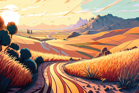 Vast and Enchanting Cell-Shaded Landscapeの素材