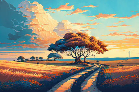 Vast and Enchanting Cell-Shaded Landscapeの素材