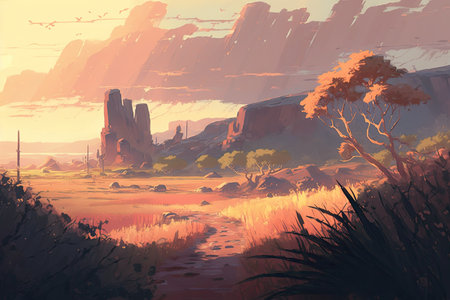 Vast and Enchanting Cell-Shaded Landscapeの素材