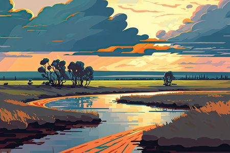 Vast and Enchanting Cell-Shaded Landscapeの素材