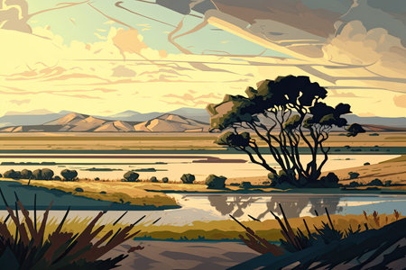 Vast and Enchanting Cell-Shaded Landscapeの素材
