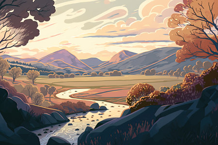 Vast and Enchanting Cell-Shaded Landscapeの素材