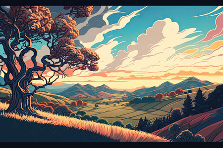Vast and Enchanting Cell-Shaded Landscapeの素材