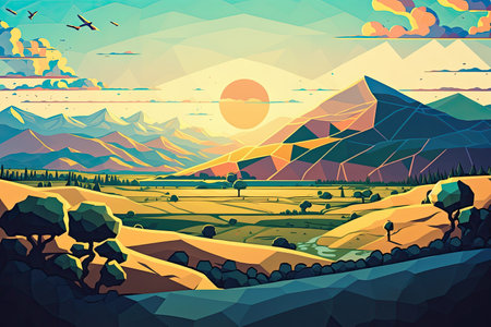 Vast and Enchanting Cell-Shaded Landscapeの素材