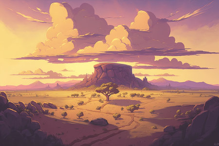 Vast and Enchanting Cell-Shaded Landscapeの素材