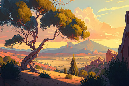 Vast and Enchanting Cell-Shaded Landscapeの素材