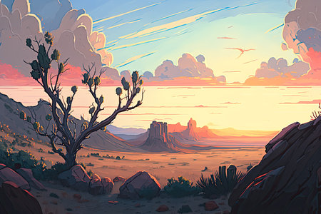 Vast and Enchanting Cell-Shaded Landscapeの素材