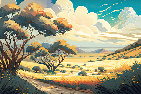 Vast and Enchanting Cell-Shaded Landscapeの素材