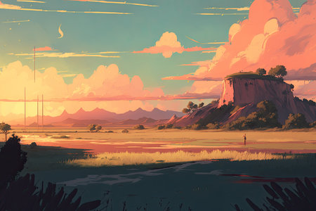 Vast and Enchanting Cell-Shaded Landscapeの素材