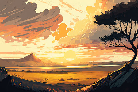 Vast and Enchanting Cell-Shaded Landscapeの素材