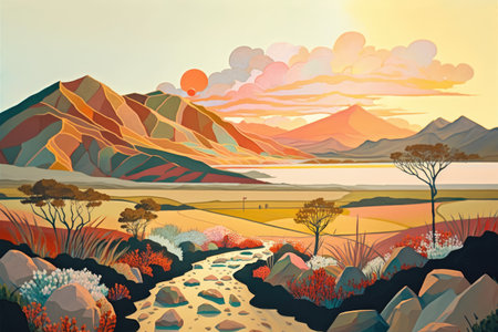 Vast and Enchanting Cell-Shaded Landscapeの素材