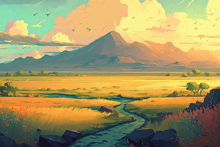 Vast and Enchanting Cell-Shaded Landscapeの素材
