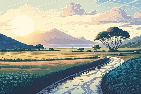 Vast and Enchanting Cell-Shaded Landscapeの素材