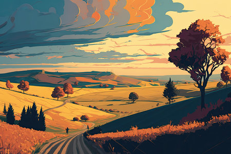 Vast and Enchanting Cell-Shaded Landscapeの素材