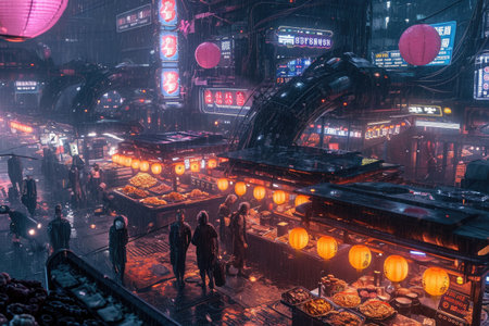 Futuristic Food Street Marketの素材