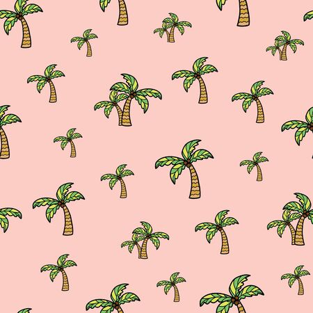 Palm trees with coconuts. Vector repeat. Great for home decor, wrapping, scrapbooking, wallpaper, gift, kids, apparel.のイラスト素材