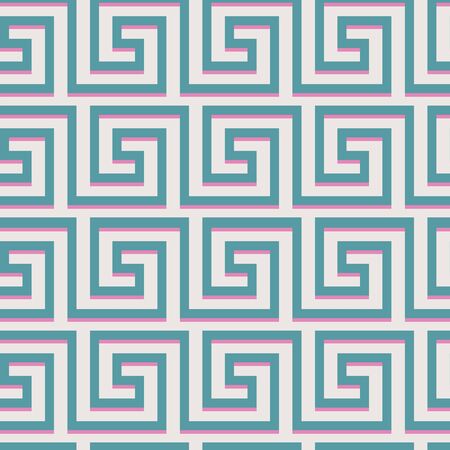 Greek keys classic pattern with pink shadow. Geometric vector repeat background. Great for home decor, wrapping, scrapbooking, wallpaper, gift, kids, apparel.のイラスト素材