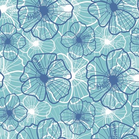 Tropical hibiscus flower. Vector repeat pattern. Great for beach, home decor, wrapping, wallpaper, fashion.のイラスト素材