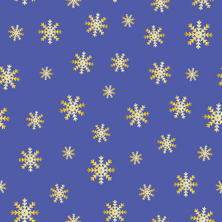 Snowflakes with golden on blue