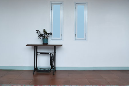 Antique style interior of the room decoration with beautiful flowerpot and treeの写真素材