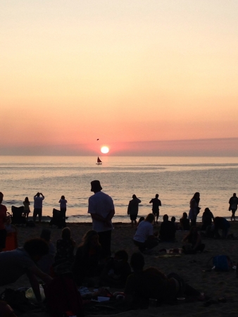 Sunset on the beach Newquay ENGの素材