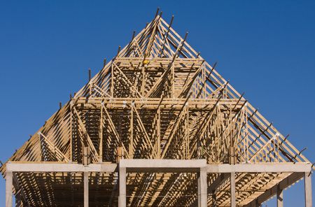 Timber roof trusse on apartment building