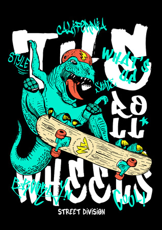 Hand drawn dinosaur vector design for t shirt printingのイラスト素材