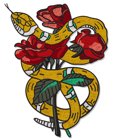 Hand drawn snake vector design for t shirt printingのイラスト素材