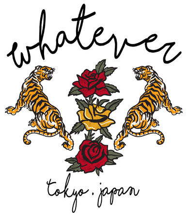 Hand drawn tiger vector design for t shirt printingのイラスト素材
