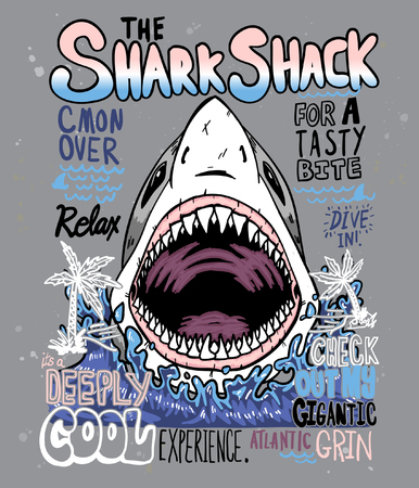 Typography with shark for t shirt printingのイラスト素材