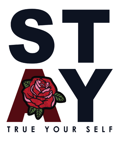 Typography with roses for t shirt printingのイラスト素材