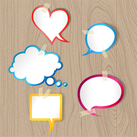 Speech bubbles on wood textureのイラスト素材