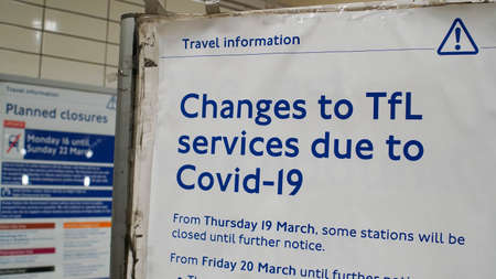 London, UK, March, 20, 2020: Coronavirus poster at subway about changes in life