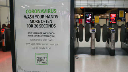 London, UK, March, 20, 2020: Coronavirus poster at subway about changes in life