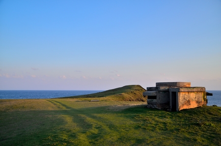 Building remnants by a cliffの写真素材