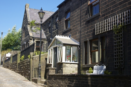 Weaver's Cottages and school building in Heptonstall, Yorkshire