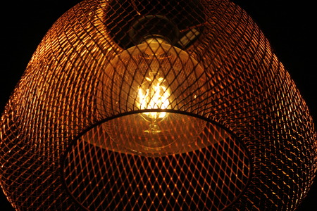 modern lamp with details on the filament light bulbの写真素材
