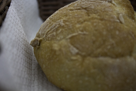 macro photo detail fresh bread in basketの写真素材