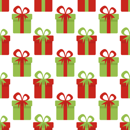 Christmas Seamless pattern with red and green gift boxes. Christmas background. Textures for wallpaper, web page background, wrapping paperのイラスト素材