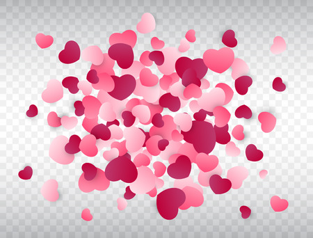 Heart confetti splash. Love background. Pink confetti texture. Vector illustrationのイラスト素材