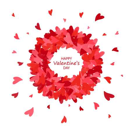 Valentines Day greeting card. Hearts round frame. Love concept. Vector illustrationのイラスト素材