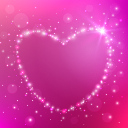 Valentines day card with light heart. Love background. Vector illustrationのイラスト素材