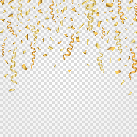 Gold confetti background. Party background. Vector illustrationのイラスト素材