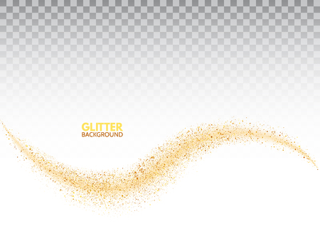 Star dust on transparent background. Bright gold glitter wave. Golden stardust trail sparkling particles. Space comet tail. Vip luxury design template. Vector illustraionのイラスト素材