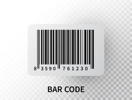 Realistic bar code isolated on transparent background. Black tracking barcode with numbers. Label information. Product mark. Vector illustrationのイラスト素材