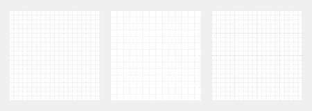 White grid backgrounds collection. Checkered backdrop of map. Grid paper banner. Printable geometric design elements. Notebook paper. Technical architect blank. Graph sketch. Vector illustrationのイラスト素材