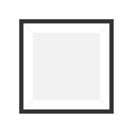 Photo frame mockup. Black square poster. White blank. Empty interior border. Wall painting. Picture box. Photoframe design element. Vector illustrationのイラスト素材