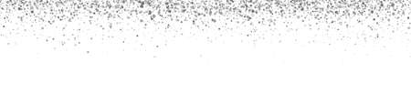 Silver glitter long background. Diamond confetti banner. Christmas sparkle border. Grey dust falling. Holiday party decoration. Snow xmas pattern. Magic design. Powder frame. Vector illustrationのイラスト素材