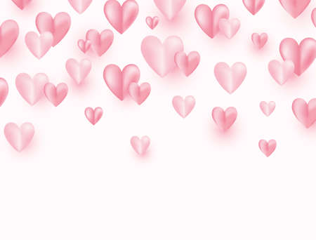 Pink hearts confetti frame. Mother day background. Romantic design for Birthday, Wedding, Women, St Valentines celebration. Greeting card with symbol of love. Sweet rose. Vector illustrationのイラスト素材